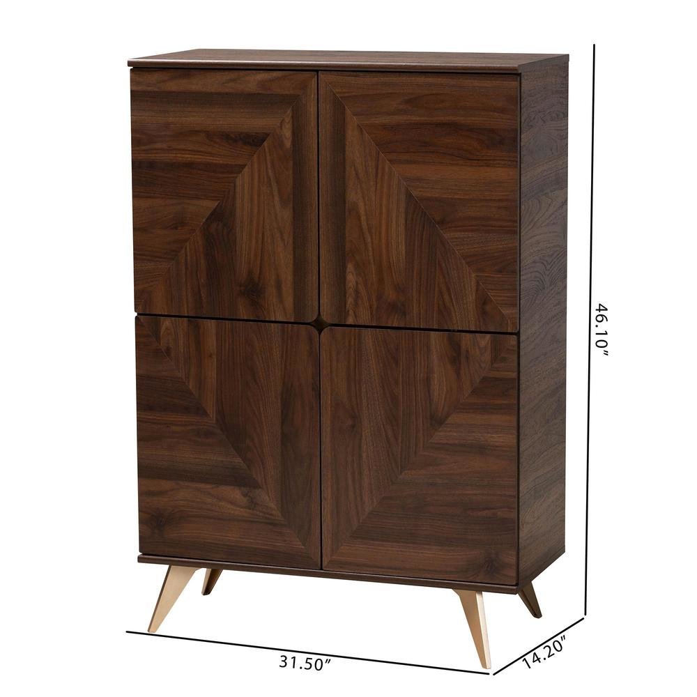Transitional Walnut Brown Finished Wood Shoe Cabinet. Picture 22
