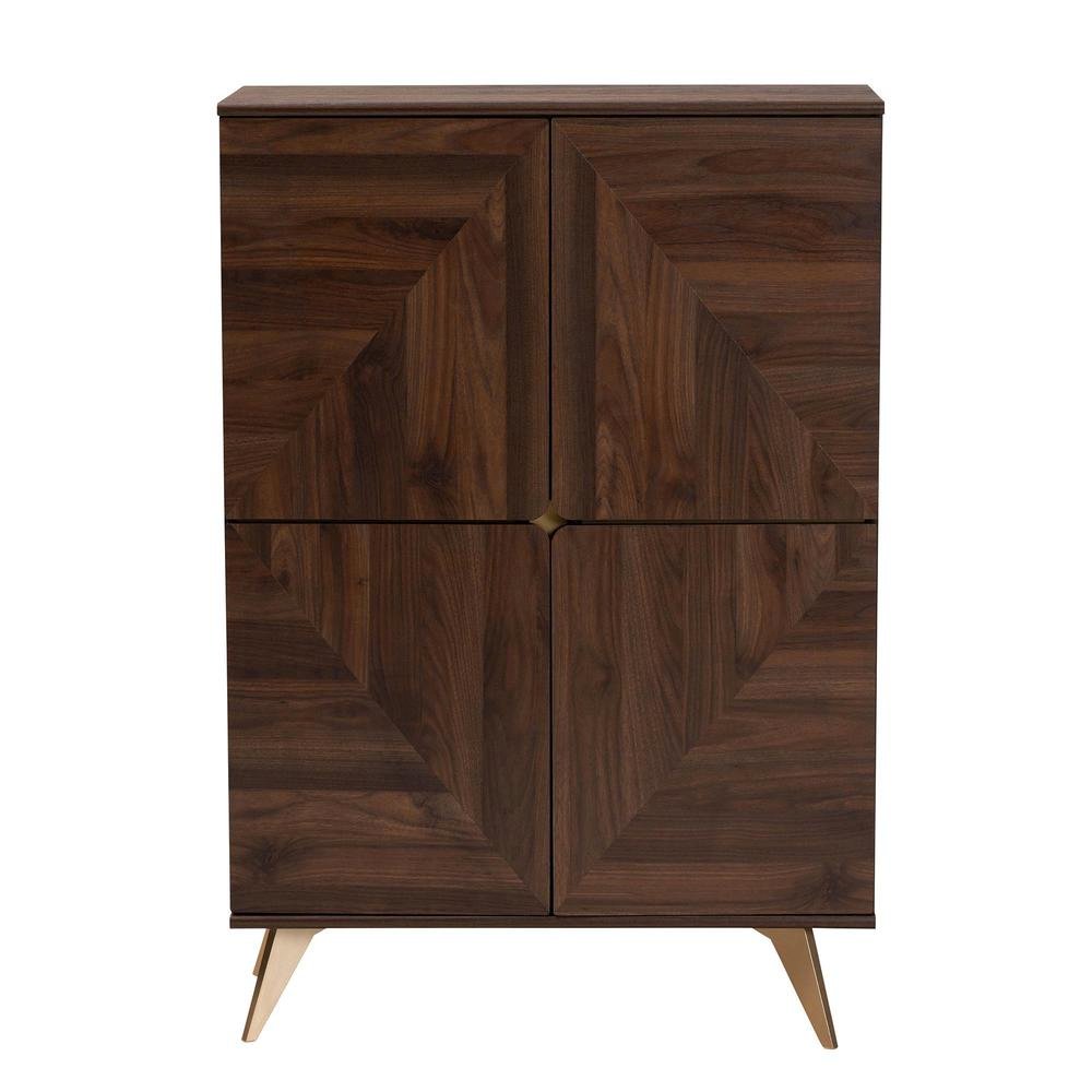 Transitional Walnut Brown Finished Wood Shoe Cabinet. Picture 14