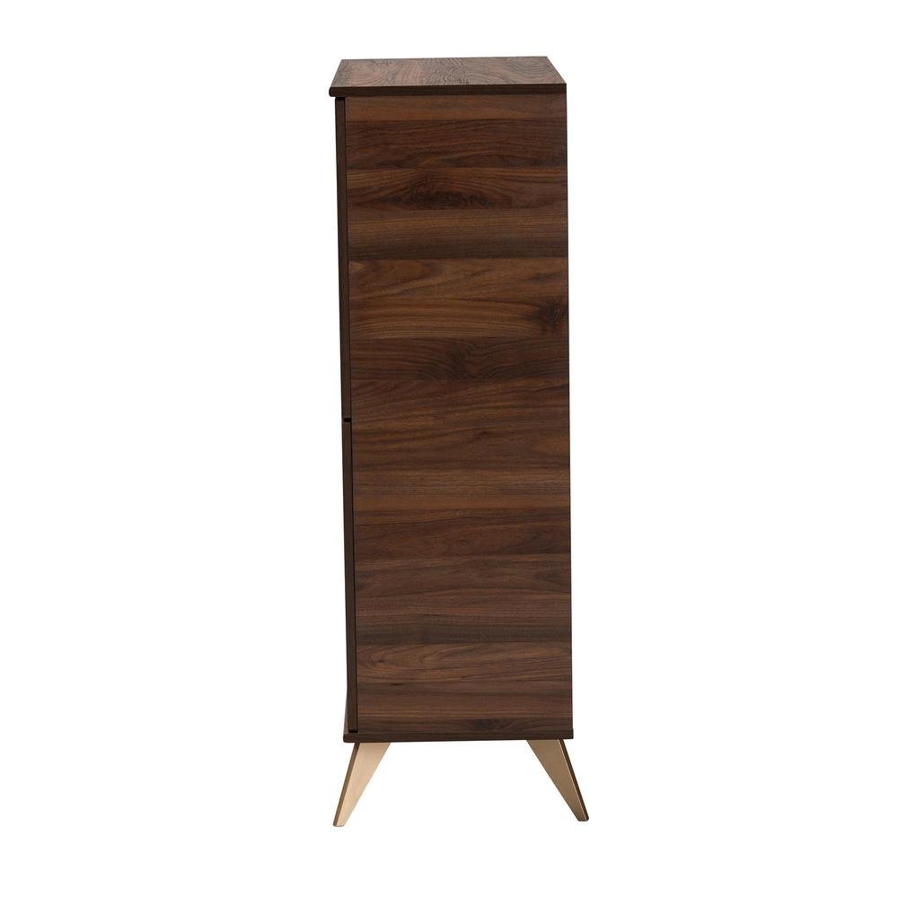 Transitional Walnut Brown Finished Wood Shoe Cabinet. Picture 15