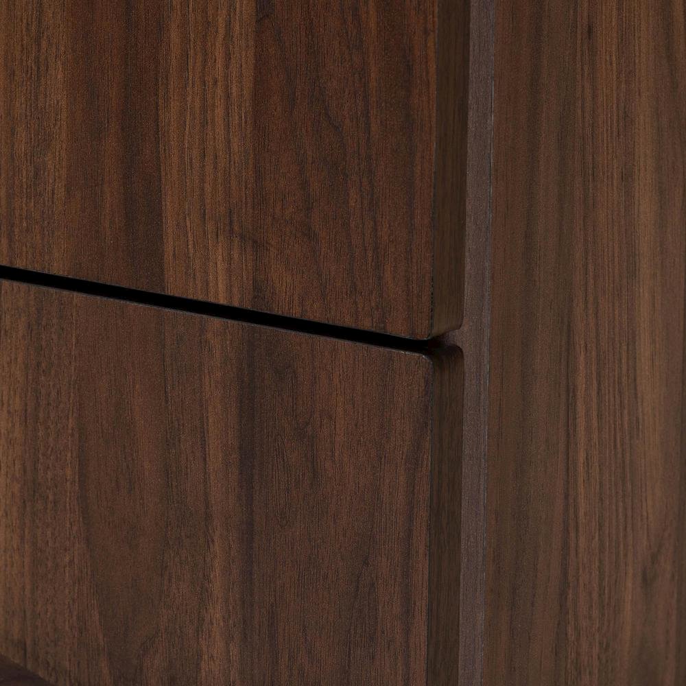 Transitional Walnut Brown Finished Wood 2-Drawer Nightstand. Picture 15