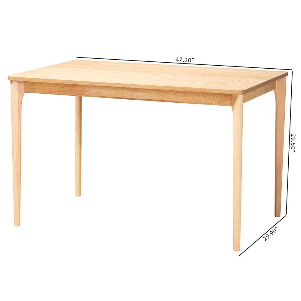 Baxton Studio Sherwin Mid-Century Modern Natural Oak Finished Wood Dining Table. Picture 18