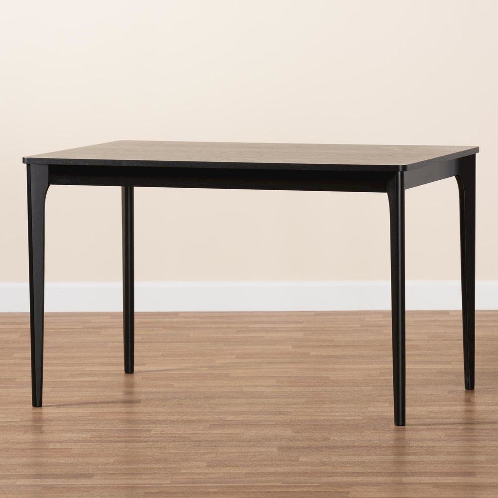 Baxton Studio Sherwin Mid-Century Modern Black Finished Wood Dining Table. Picture 17