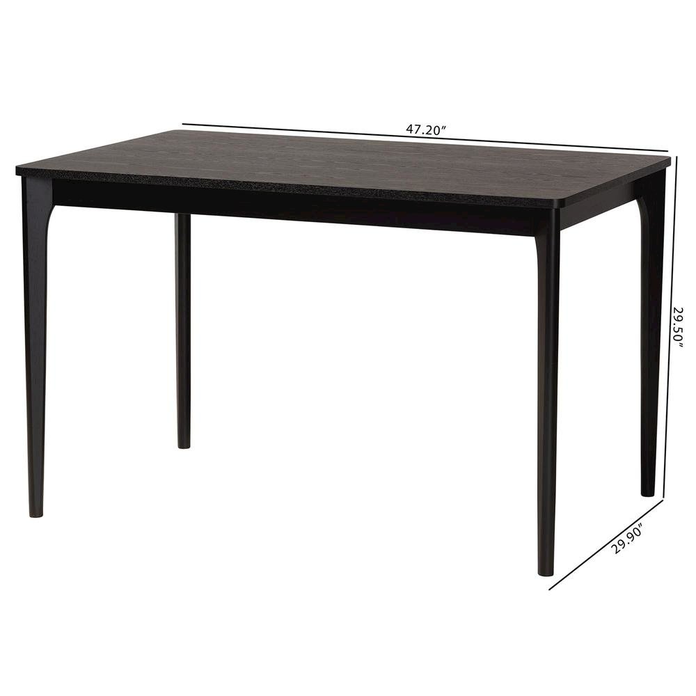 Baxton Studio Sherwin Mid-Century Modern Black Finished Wood Dining Table. Picture 18