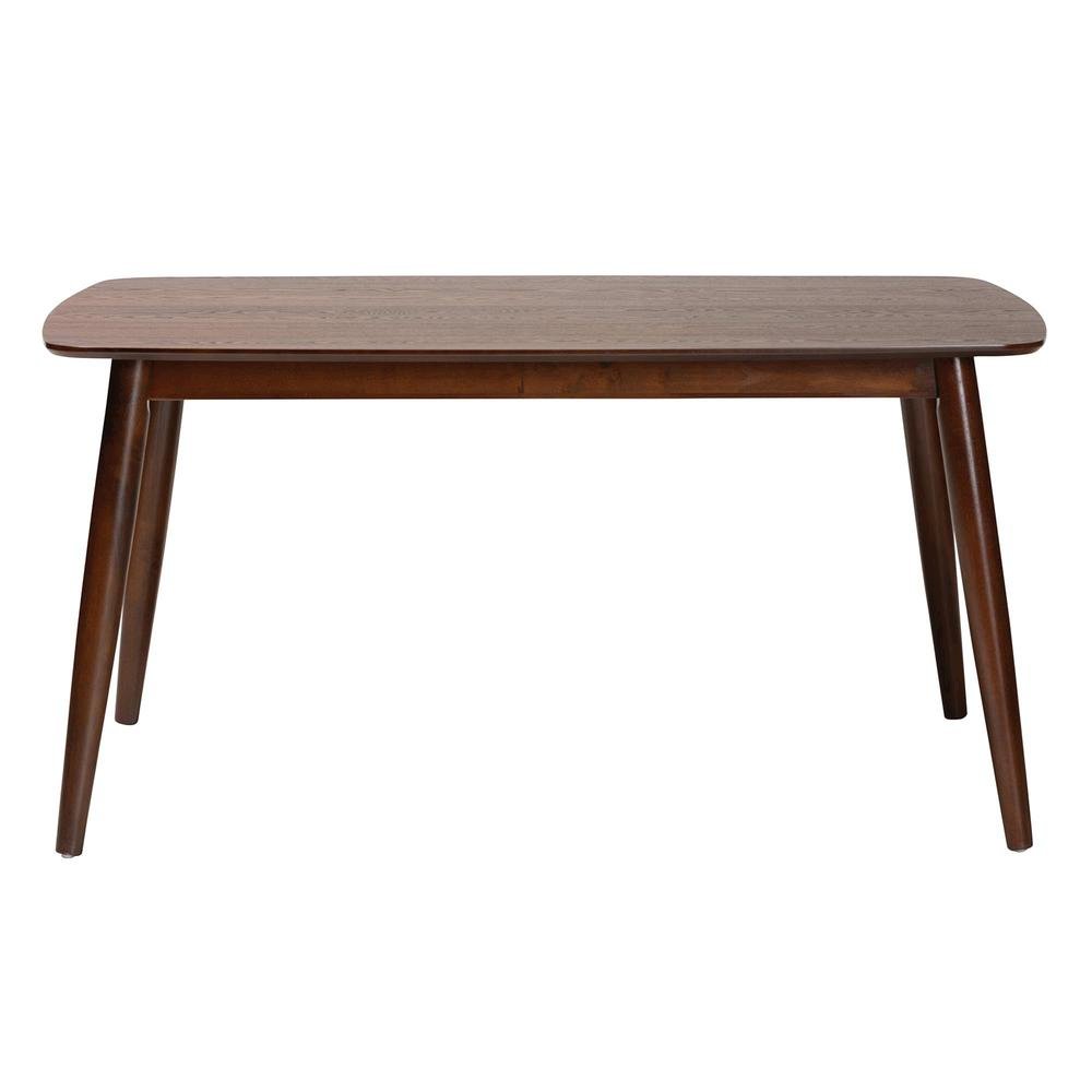 Baxton Studio Flora Mid-Century Modern Walnut Brown Finished Wood Dining Table. Picture 11