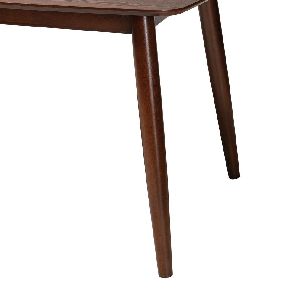 Baxton Studio Flora Mid-Century Modern Walnut Brown Finished Wood Dining Table. Picture 13