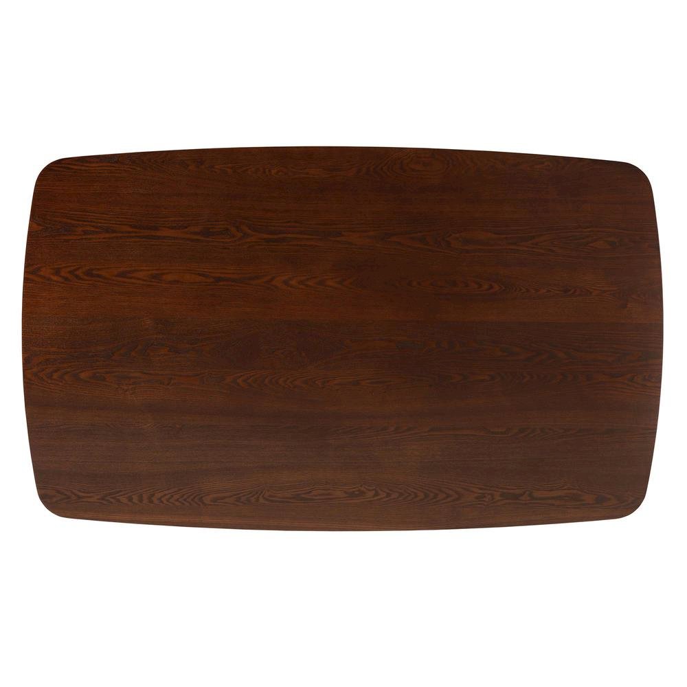 Baxton Studio Flora Mid-Century Modern Walnut Brown Finished Wood Dining Table. Picture 14