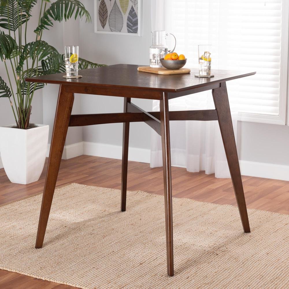 Leena Mid-Century Modern Walnut Brown Finished Wood Counter Height Pub Table. Picture 14