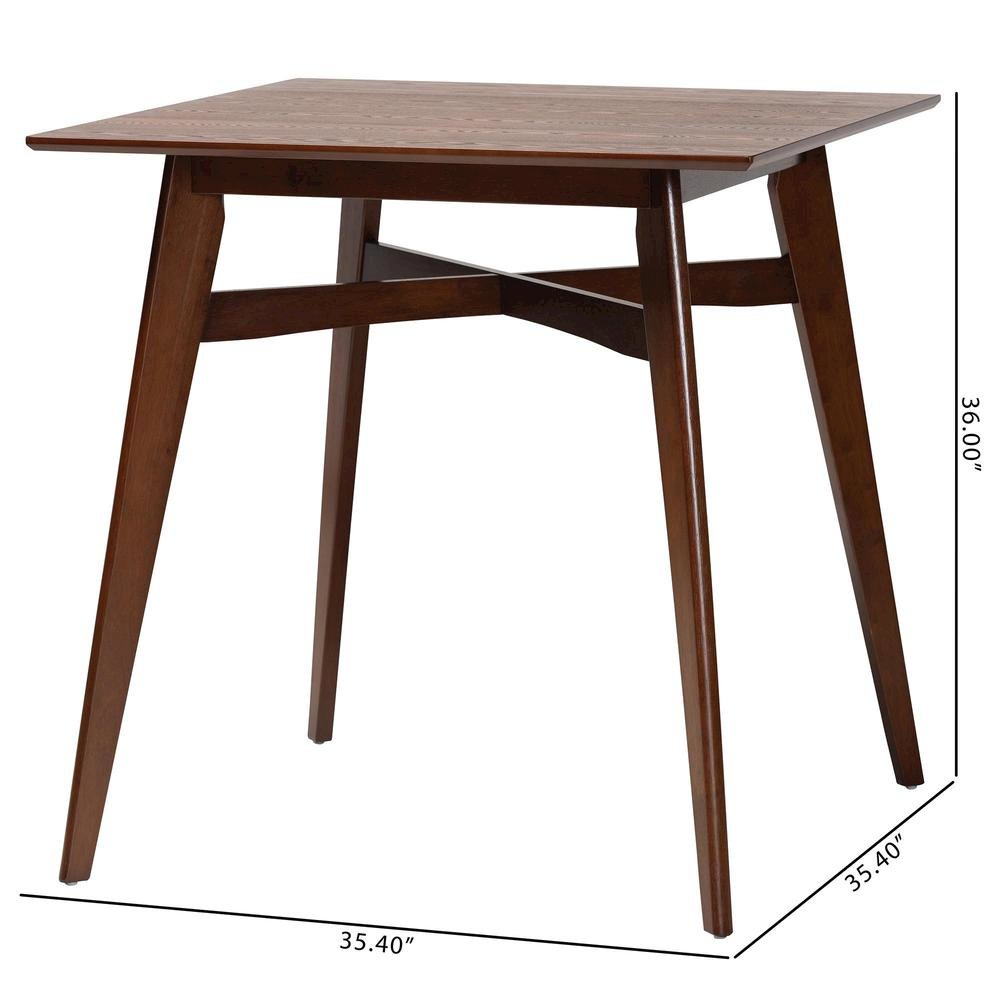 Leena Mid-Century Modern Walnut Brown Finished Wood Counter Height Pub Table. Picture 16