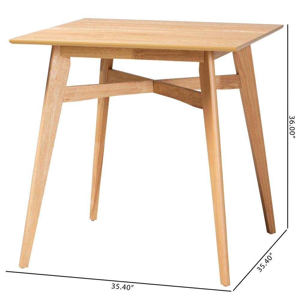 Leena Mid-Century Modern Natural Oak Finished Wood Counter Height Pub Table. Picture 16