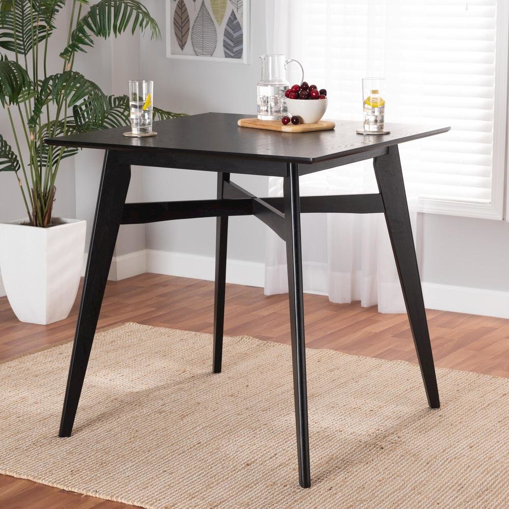 Leena Mid-Century Modern Black Finished Wood Counter Height Pub Table. Picture 14
