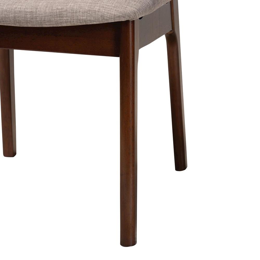 Grey Fabric and Walnut Brown Finished Wood 2-Piece Dining Chair Set. Picture 14