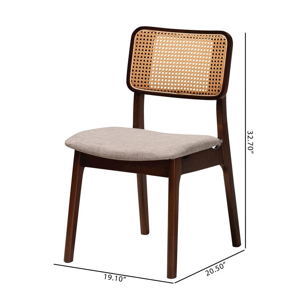 Grey Fabric and Walnut Brown Finished Wood 2-Piece Dining Chair Set. Picture 18