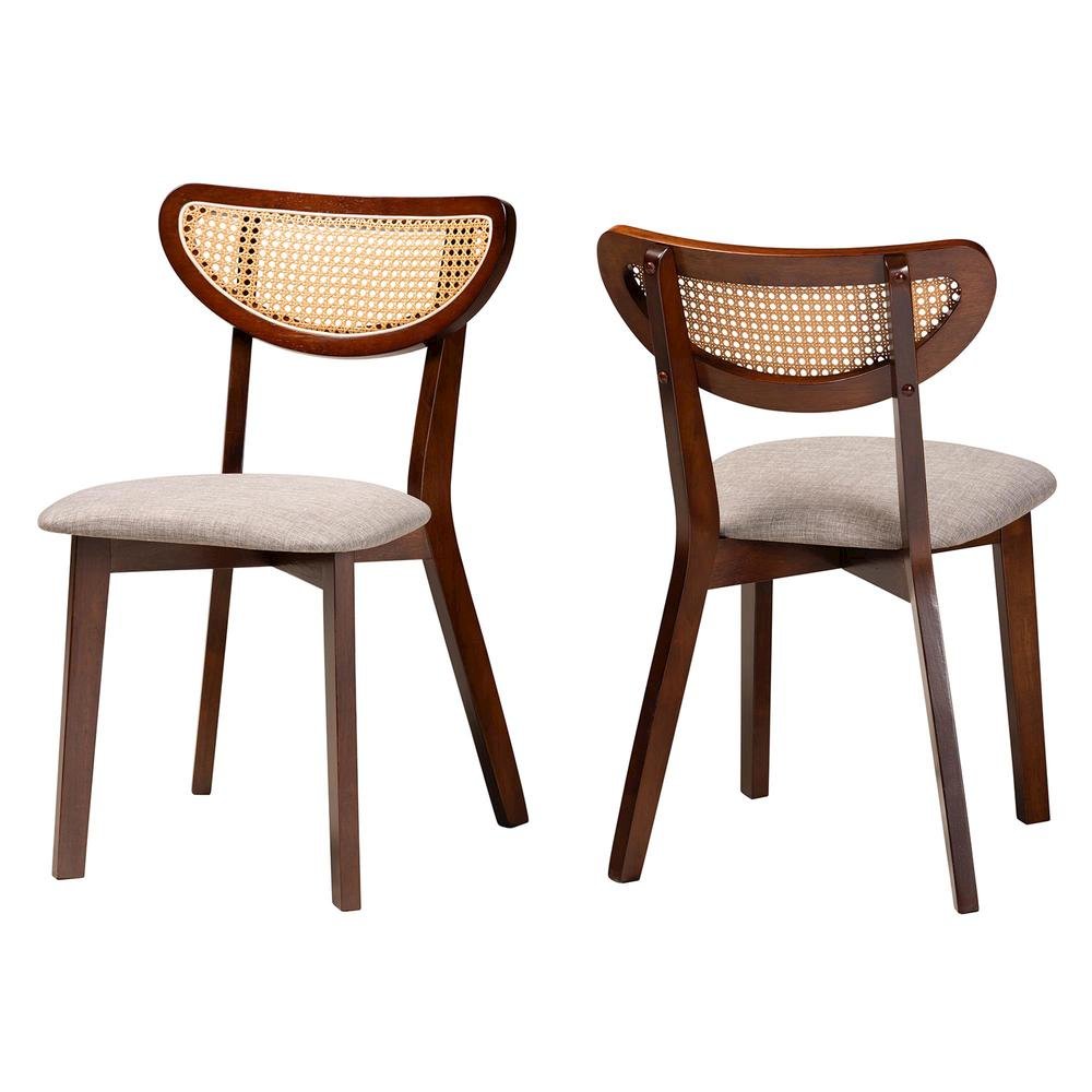 Grey Fabric and Walnut Brown Finished Wood Dining Chair. Picture 10
