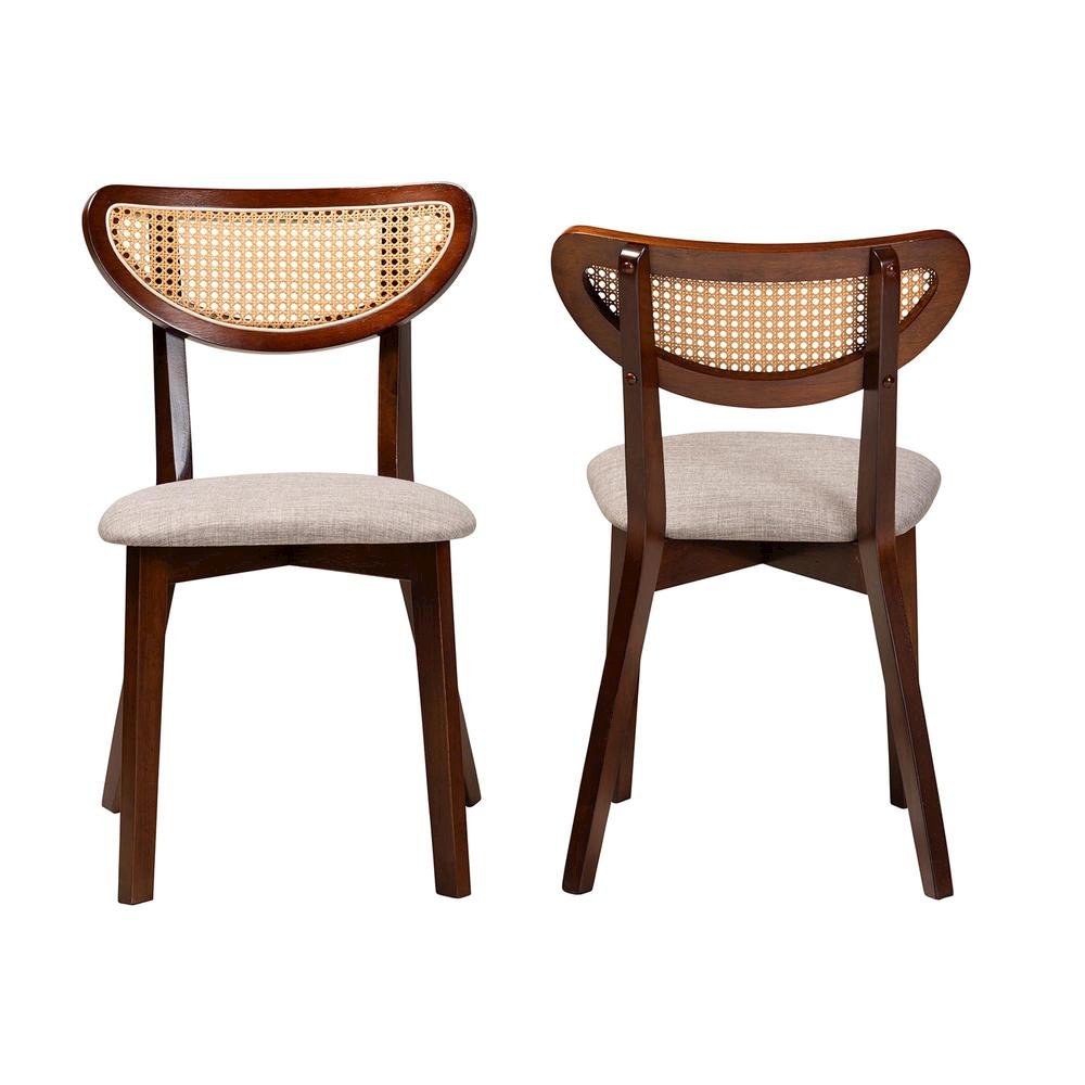 Grey Fabric and Walnut Brown Finished Wood Dining Chair. Picture 11