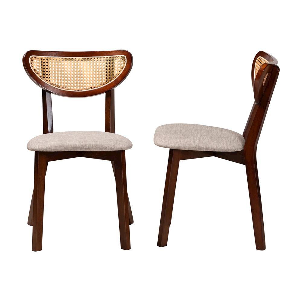 Grey Fabric and Walnut Brown Finished Wood Dining Chair. Picture 12