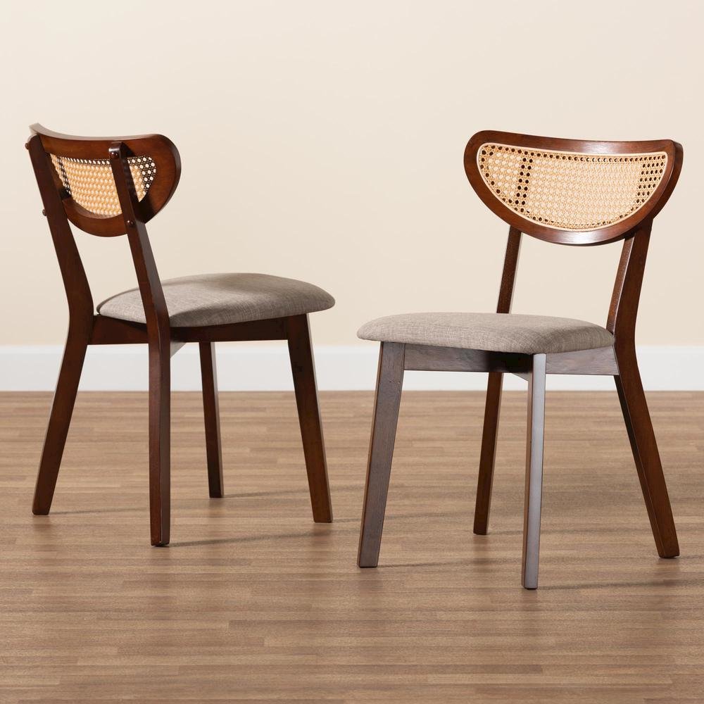 Grey Fabric and Walnut Brown Finished Wood Dining Chair. Picture 17