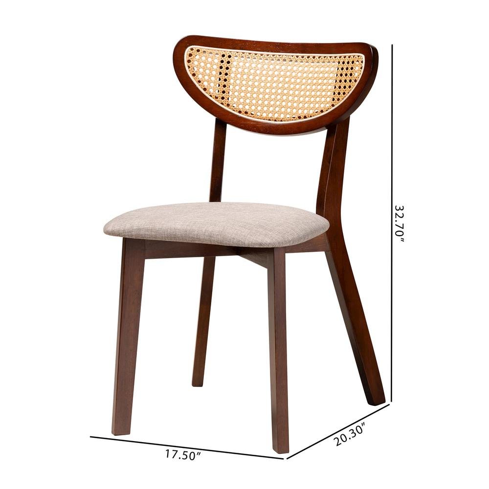 Grey Fabric and Walnut Brown Finished Wood Dining Chair. Picture 18
