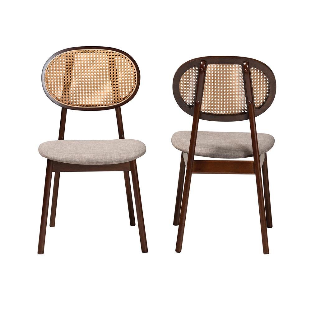 Grey Fabric and Walnut Brown Finished Wood 2-Piece Dining Chair Set. Picture 11