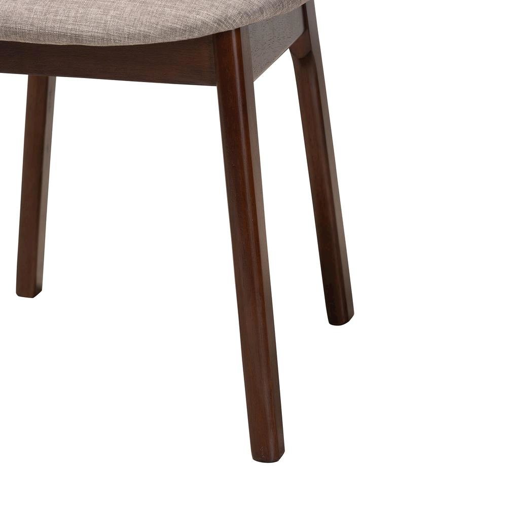 Grey Fabric and Walnut Brown Finished Wood 2-Piece Dining Chair Set. Picture 14