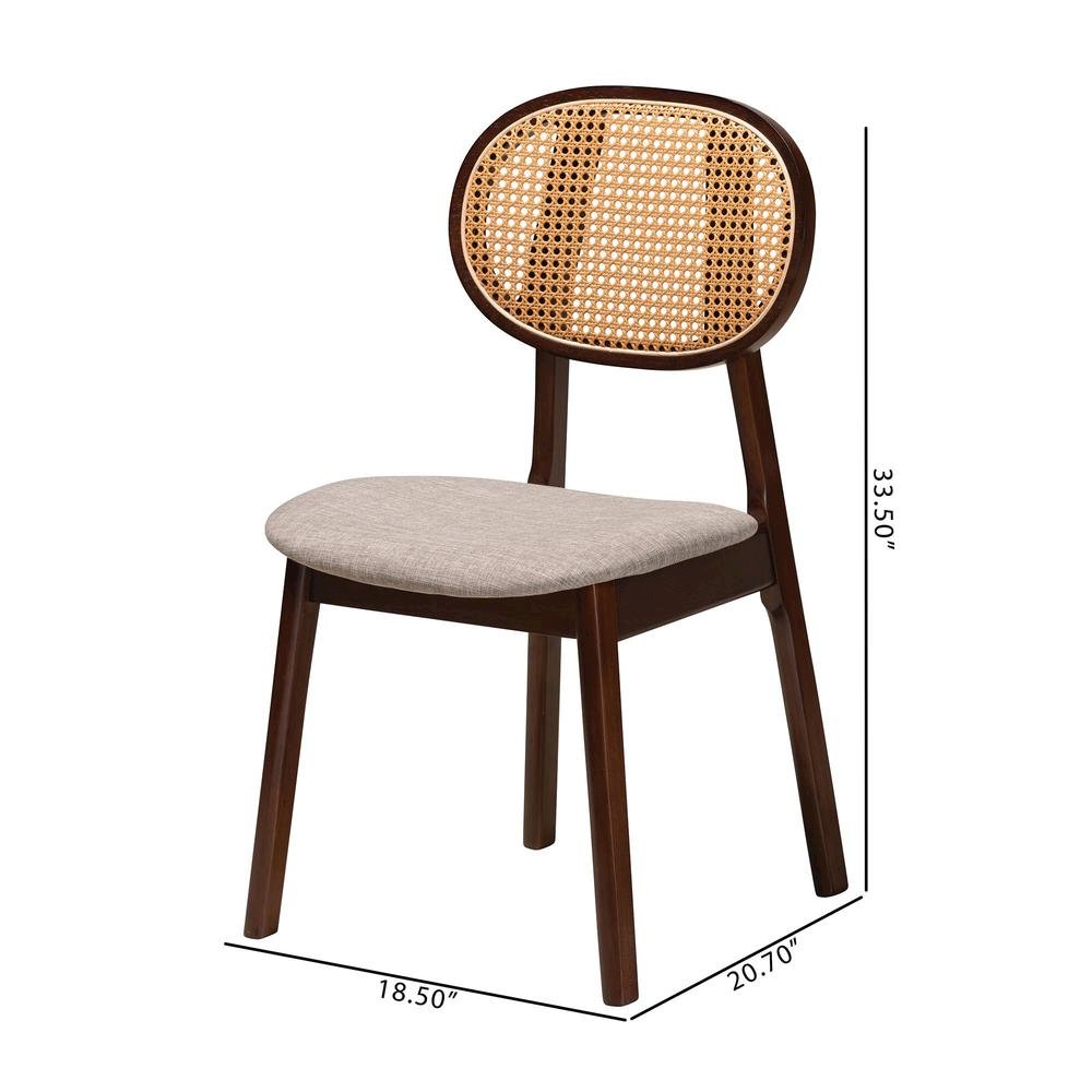 Grey Fabric and Walnut Brown Finished Wood 2-Piece Dining Chair Set. Picture 18