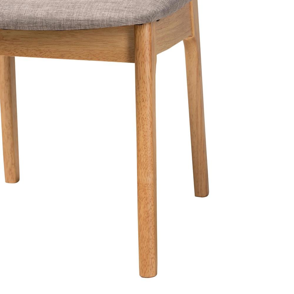 Grey Fabric and Ntural Oak Finished Wood 2-Piece Dining Chair Set. Picture 14