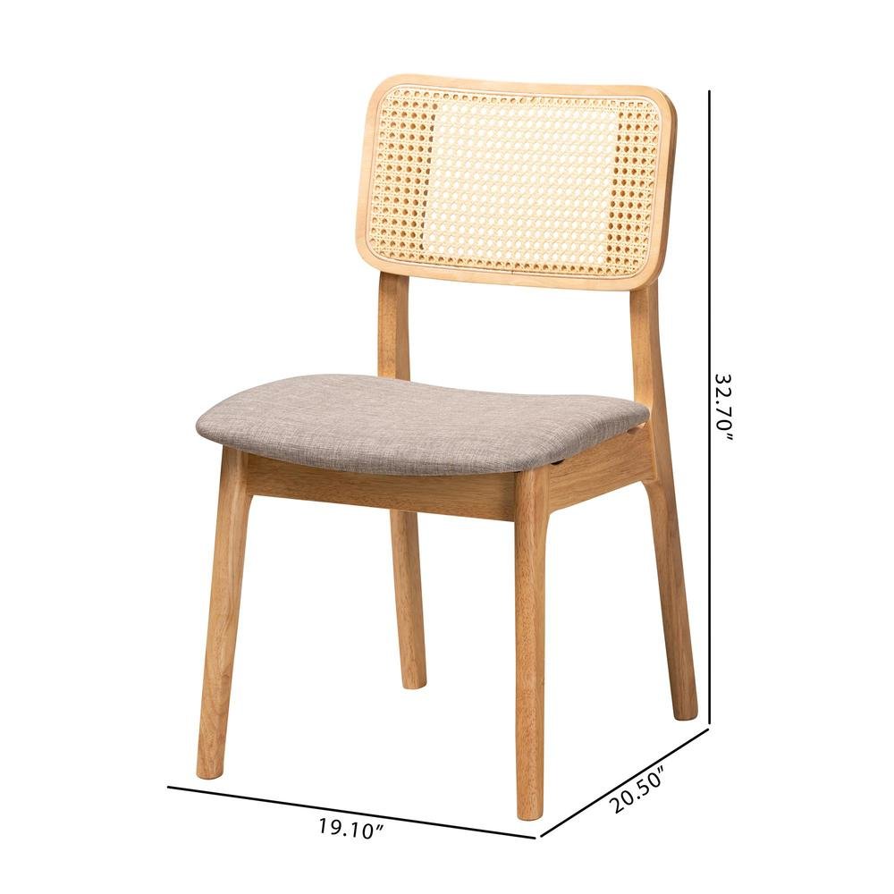 Grey Fabric and Ntural Oak Finished Wood 2-Piece Dining Chair Set. Picture 18