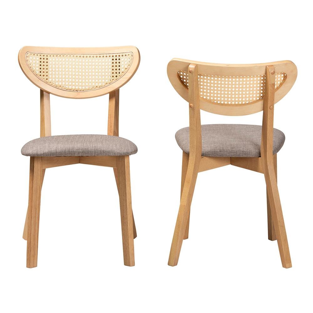 Grey Fabric and Natural Oak Finished Wood Dining Chair. Picture 11