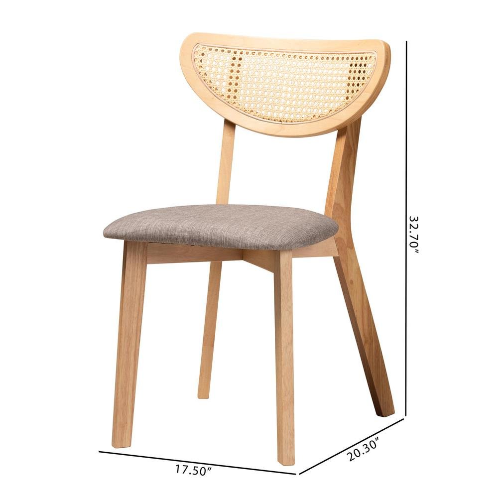 Grey Fabric and Natural Oak Finished Wood Dining Chair. Picture 18
