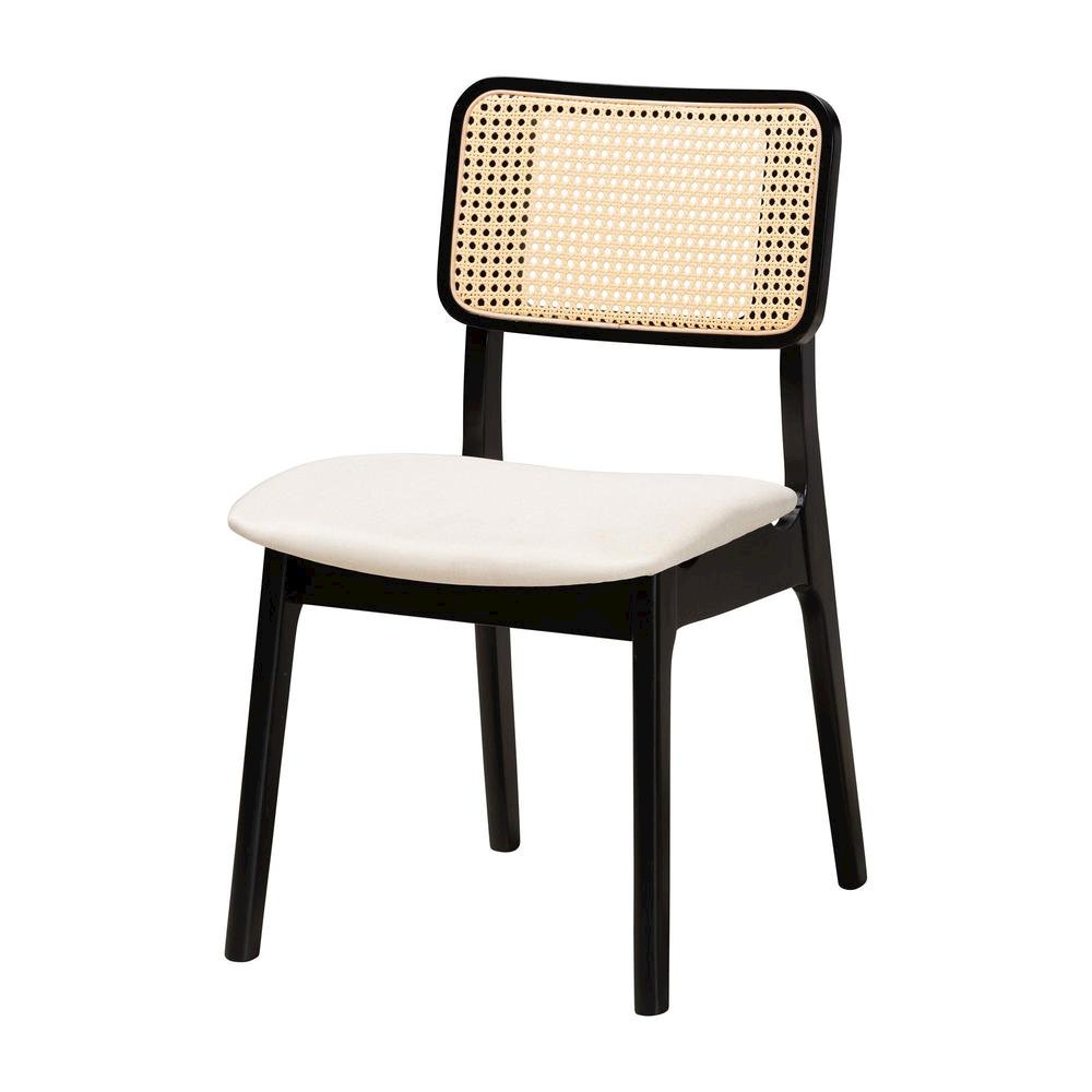 Cream Fabric and Black Finished Wood 5-Piece Dining Set. Picture 12