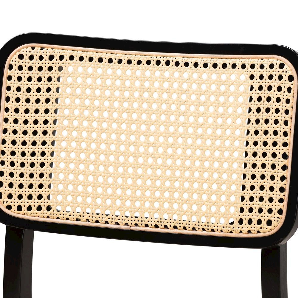 Cream Fabric and Black Finished Wood 2-Piece Dining Chair Set. Picture 13