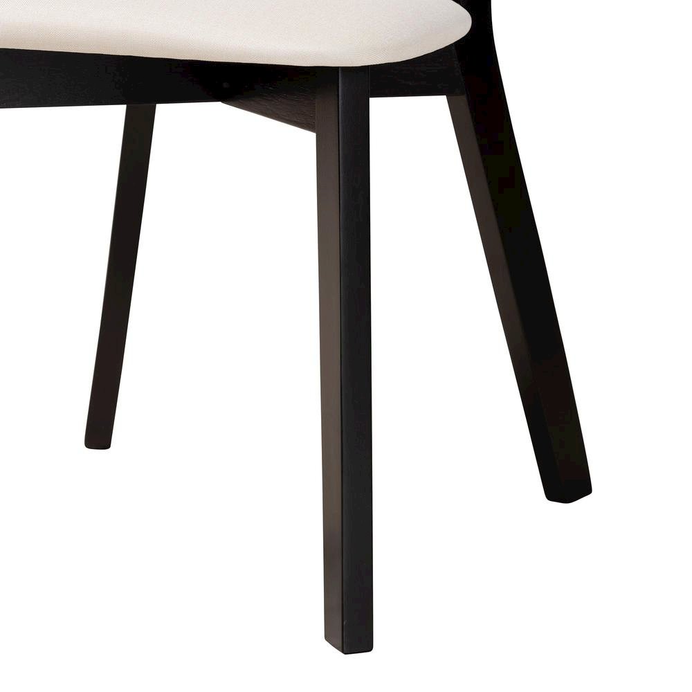 Cream Fabric and Black Finished Wood 7-Piece Dining Set. Picture 16