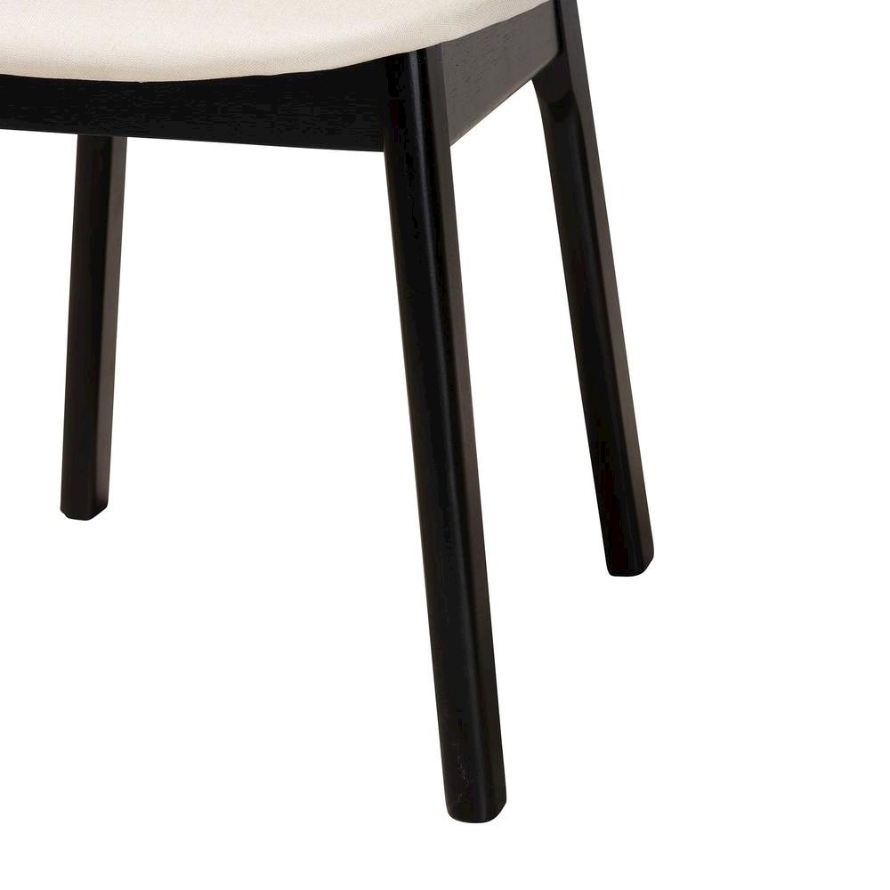 Cream Fabric and Black Finished Wood 2-Piece Dining Chair Set. Picture 14