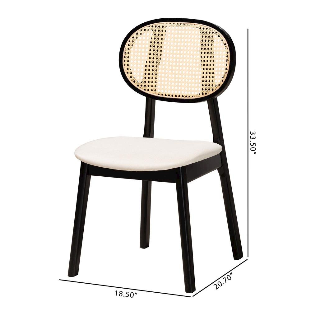Cream Fabric and Black Finished Wood 2-Piece Dining Chair Set. Picture 18