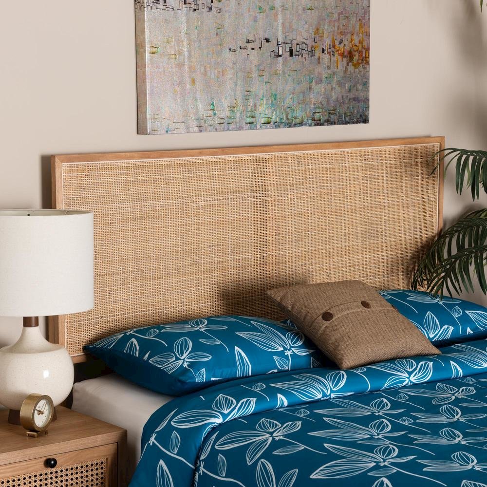 Bohemian Natural Brown Finished Bayur Wood and Rattan Queen Size Headboard. Picture 13
