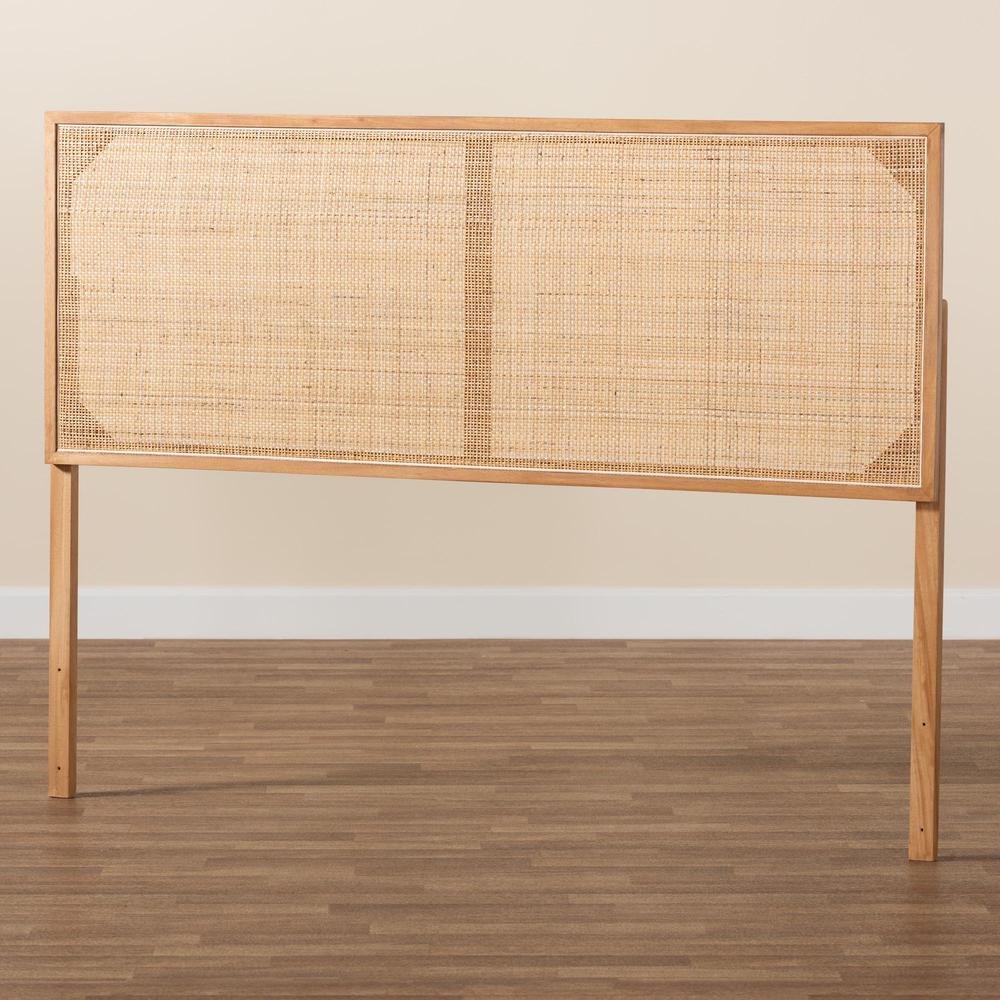 Bohemian Natural Brown Finished Bayur Wood and Rattan Queen Size Headboard. Picture 14