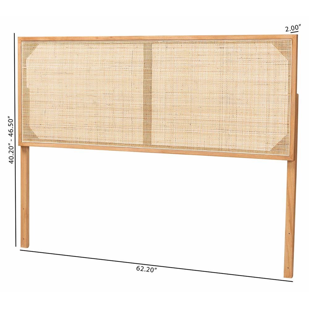 Bohemian Natural Brown Finished Bayur Wood and Rattan Queen Size Headboard. Picture 15