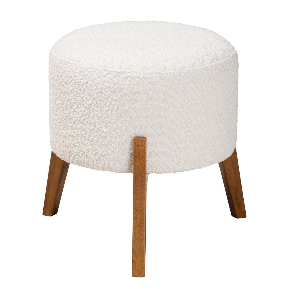 Walnut Brown Finished Wood Ottoman Footstool. Picture 9