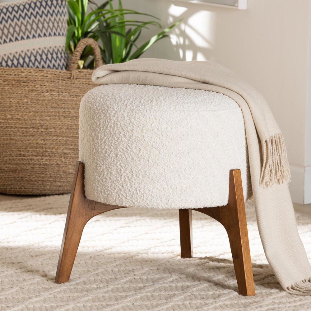 Walnut Brown Finished Wood Ottoman Footstool. Picture 14