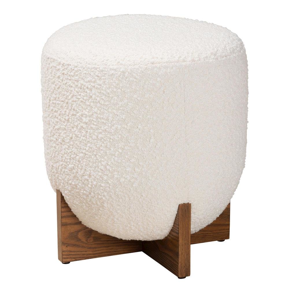 Walnut Brown Finished Wood Ottoman Footstool. Picture 9