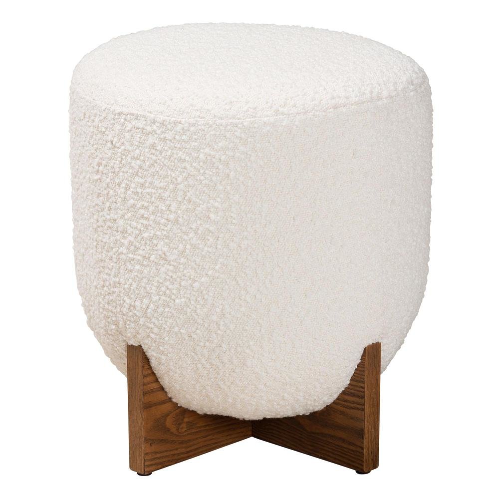Walnut Brown Finished Wood Ottoman Footstool. Picture 10