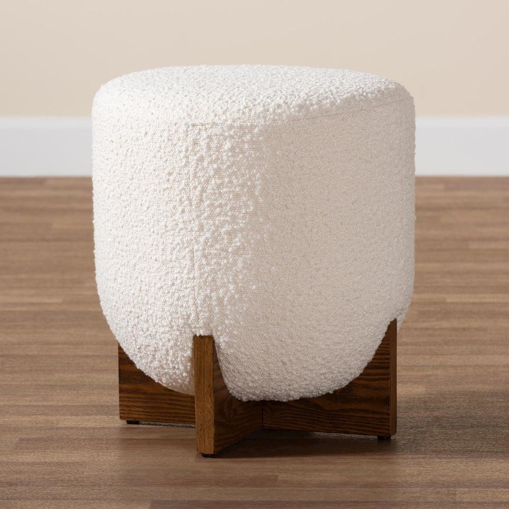 Walnut Brown Finished Wood Ottoman Footstool. Picture 15