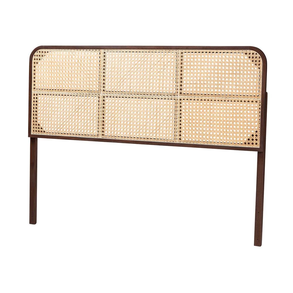 Lainer Modern Bohemian Dark Brown Finished Bayur Wood and Natural Bamboo Headboard. Picture 9