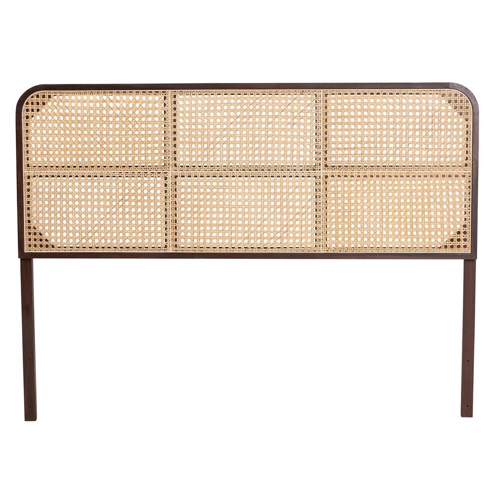 Lainer Modern Bohemian Dark Brown Finished Bayur Wood and Natural Bamboo Headboard. Picture 10