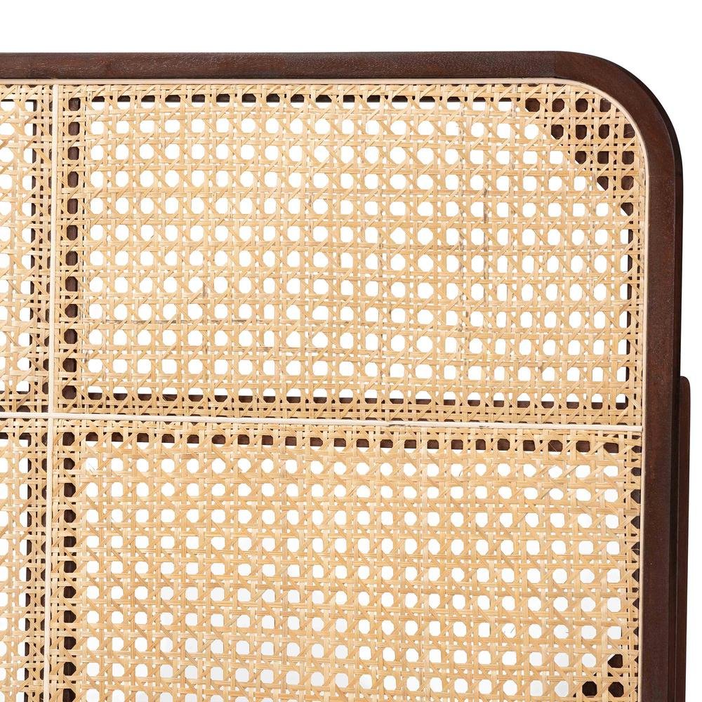 Lainer Modern Bohemian Dark Brown Finished Bayur Wood and Natural Bamboo Headboard. Picture 11