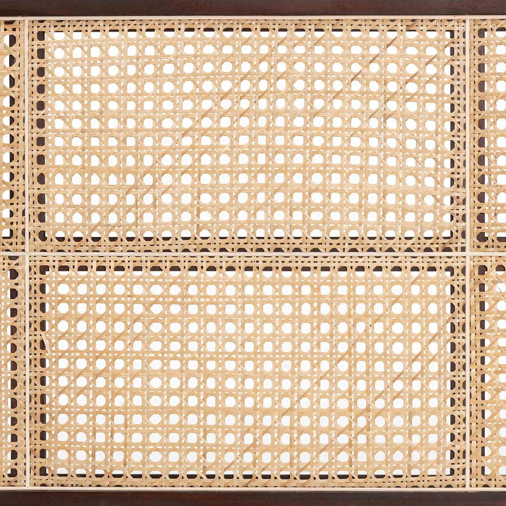Lainer Modern Bohemian Dark Brown Finished Bayur Wood and Natural Bamboo Headboard. Picture 12