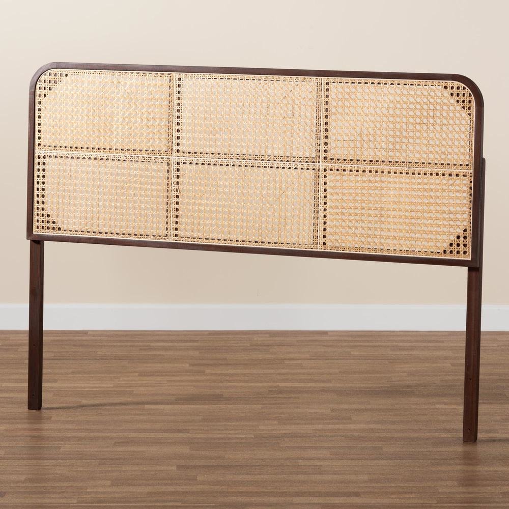 Lainer Modern Bohemian Dark Brown Finished Bayur Wood and Natural Bamboo Headboard. Picture 14