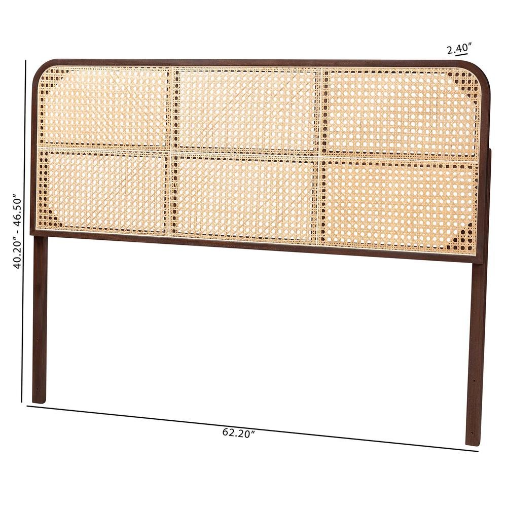 Lainer Modern Bohemian Dark Brown Finished Bayur Wood and Natural Bamboo Headboard. Picture 15