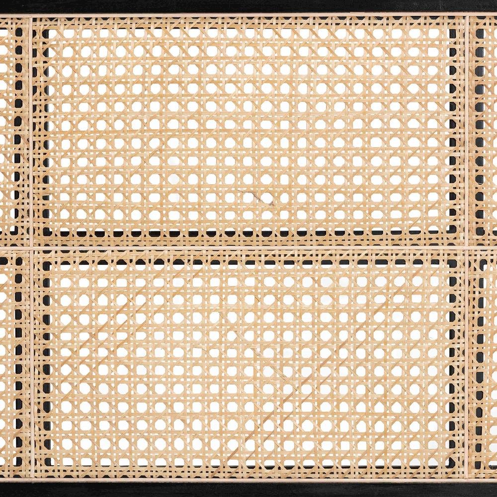 Lainer Modern Bohemian Black Finished Bayur Wood and Natural Bamboo Headboard. Picture 12