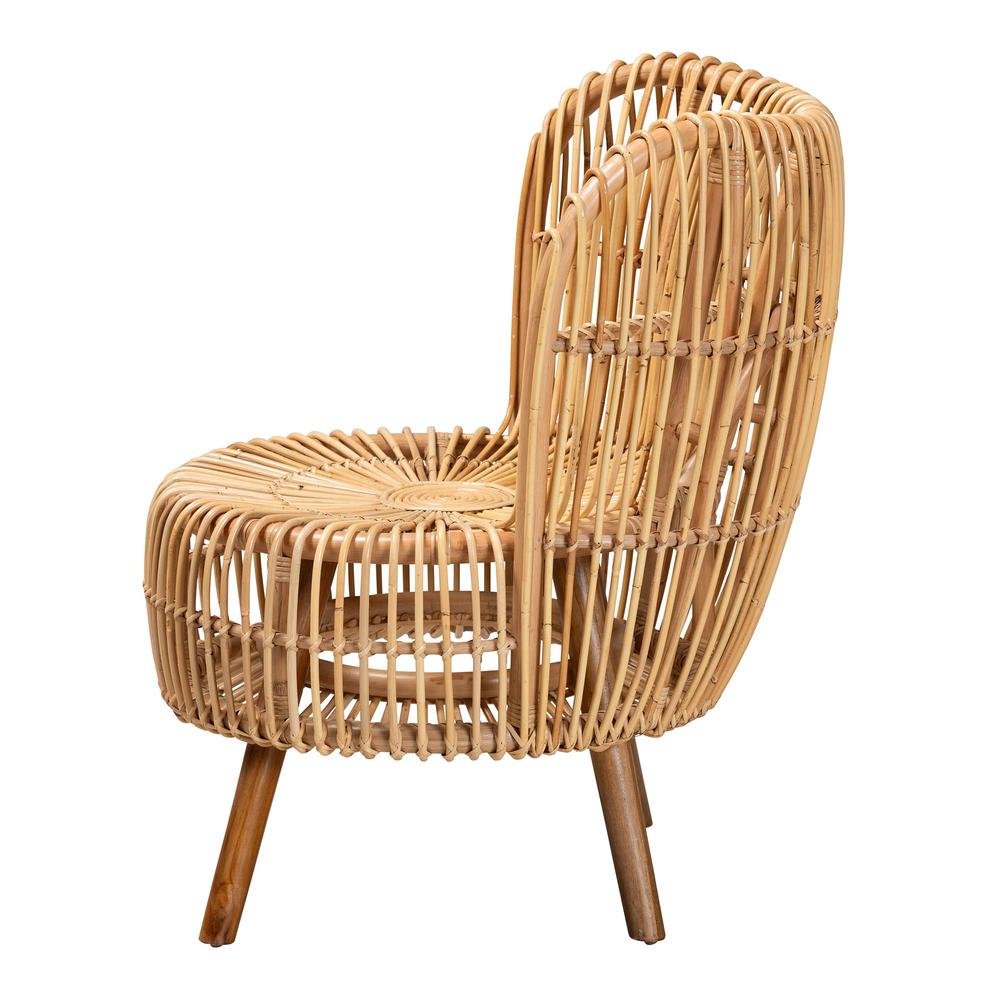 bali & pari Nagoya Modern Bohemian Natural Rattan Wide Seat Lounge Chair. Picture 13