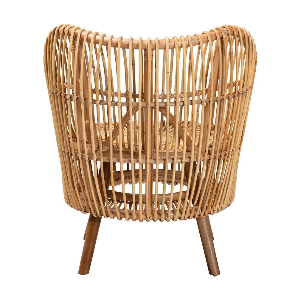 bali & pari Nagoya Modern Bohemian Natural Rattan Wide Seat Lounge Chair. Picture 14